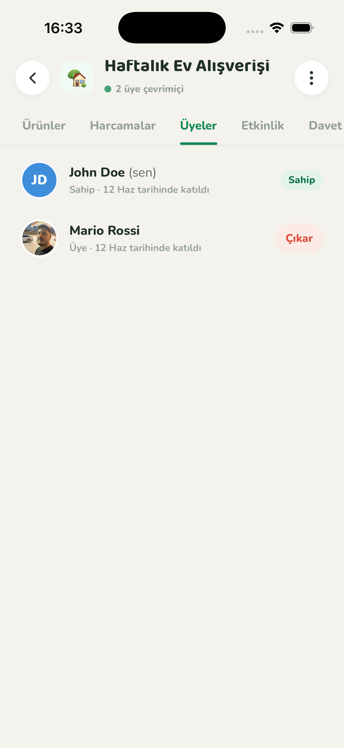 CartCrew list members screen